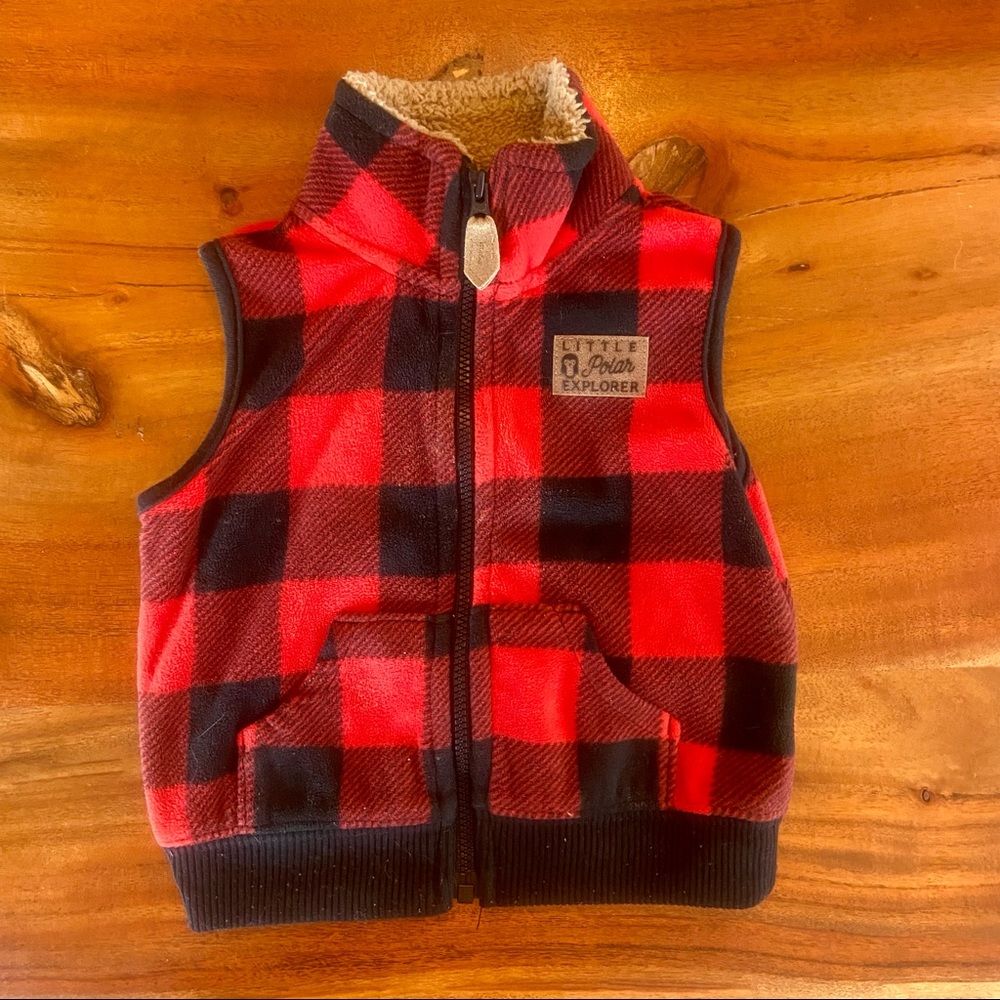 Carters 9m Buffalo Plaid Baby Boys Vest EUC